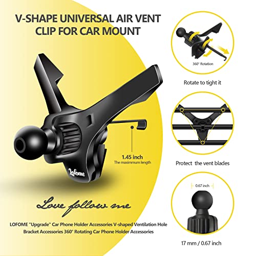 Universal Air Vent Clip for Car Mount,Sturdy Vent Grip for Most Car Phone Holder&Wireless Car Charger-Only Vent Clip for Replace/Upgrad(Compatible with Joint Ball Diameter 0.67 in/17mm)
