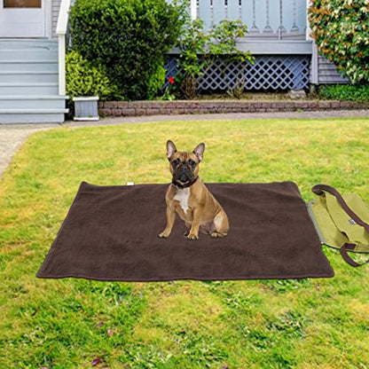 STOBOK Foldable Waterproof Outdoor Dog Mat 39.4X27.6In Portable Self Warming Pet Blanket for Travel Camping Hiking