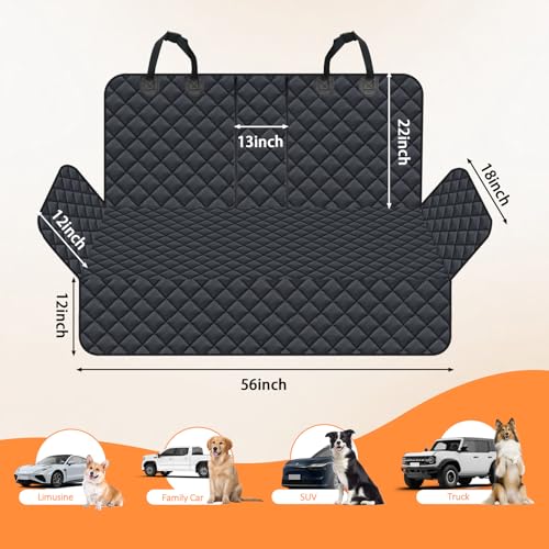 Dog Car Seat Cover for Back Seat, Waterproof Non-Slip Car Seat Covers Protector Scratchproof, Pet Bench Seat Covers for Cars, Trucks, Large Sedan, Large SUV (56" W*52" L) - size: 56"W*52"L
