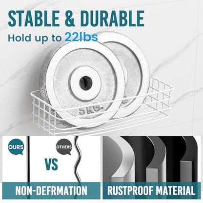 TAILI Shower Caddy Suction Cup 2 Pack with Hooks & Soap Holder, Heavy Duty Shower Organizer for Bathroom, No Drilling Bathroom Organizer with Large Capacity, Metal Storage Holder-White - style: 2 × White