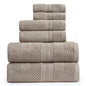 Springtree Home 100% Cotton Bathroom Towel Set | 6 Piece Set - Brown Bath Towels | Geometric Textured Design | Absorbent & Quick-Dry | Oeko-TEX® Standard 100 Cotton | Myla Collection - Cobblestone - color: Cobblestone, size: 6 Piece Set
