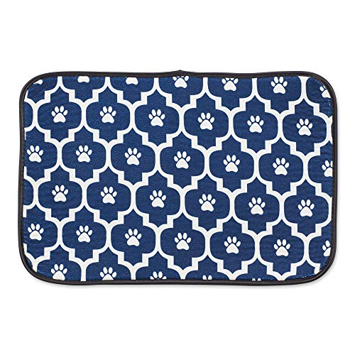 Bone Dry Machine Washable, Ultra Absorbent Pet Mat, 12x18, Nautical Blue/Off-White Lattice - color: Nautical Blue/Off-White Lattice, size: 12"L x 18"W