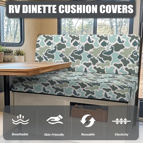 SEANATIVE Fish Camo RV Dinette Cushion Covers Stretch RV Sofa Seat Slipcovers Replacement Non-Slip Camper Cushion Slipcovers Washable RV Dinette Seat Covers - color: Fish Camo