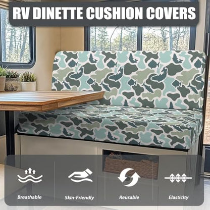 SEANATIVE Fish Camo RV Dinette Cushion Covers Stretch RV Sofa Seat Slipcovers Replacement Non-Slip Camper Cushion Slipcovers Washable RV Dinette Seat Covers - color: Fish Camo