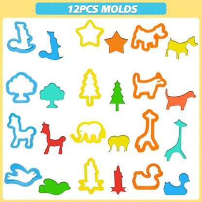 LCY WEDSHI Dough Tool Set, 47 Pcs Dough Tools Sets for Kids Ages 4-8, Dough Accessories Includes Animal Molds, Cutters Roller, Rolling Pins, Safety Scissors, Plastic Knife - style: 47 PCS