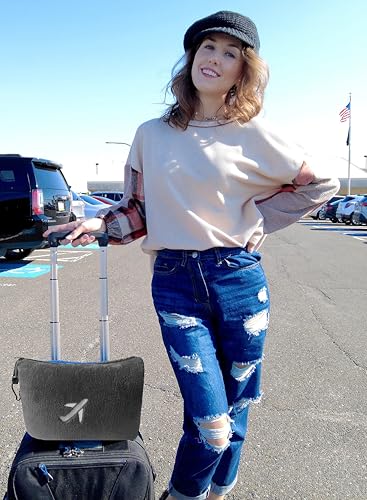 BlueHills Travel Blanket Pillow in Mini Soft Case Premium Plush Airplane Blanket Soft Bag Compact Pack with Luggage Belt and Backpack Clip Small Lightweight Traveling Plane Essentials - Grey Gray M01 - color: Gray-m01