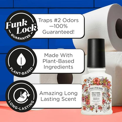 Poo-Pourri Before-You-Go Toilet Spray Refill, Tropical Hibiscus, 16 Fl Oz, Up to 800 Uses, Bathroom Odor Deodorizer with Essential Oils for Home or Work, Hibiscus, Apricot and Citrus Scent - size: 16 Fl Oz (Pack of 1)