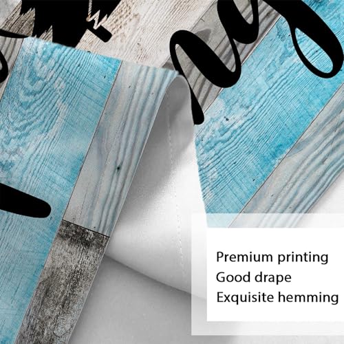 RV Shower Curtain for Bathroom, Happy Camping Shower Curtain Blue Gray Barn Door Bathroom Curtains, Rustic Wood Bathroom Decor Waterproof Travel Camping Bath Curtains with 12 Hooks 47X64 Inch - size: 47"W x 64"L (Pack of 1)