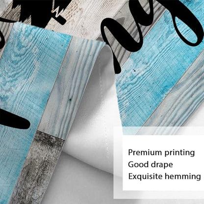 RV Shower Curtain for Bathroom, Happy Camping Shower Curtain Blue Gray Barn Door Bathroom Curtains, Rustic Wood Bathroom Decor Waterproof Travel Camping Bath Curtains with 12 Hooks 47X64 Inch - size: 47"W x 64"L (Pack of 1)