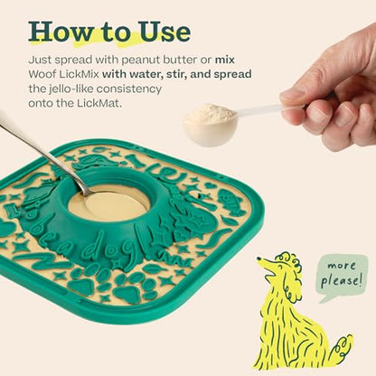 WOOF LickMat - Easy-to-Clean Lick Mat for Dogs - Slow Feeder Mat with Non-Slip Design - BPA-Free Silicone Lick Mat - Interactive Dog Toys - Green - color: Forest Green