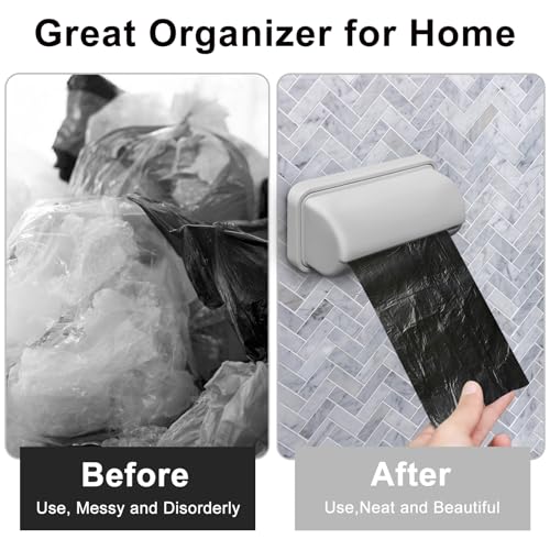 3 Pcs Fine Liner Trash Bag Holder Dispenser, Wall Mounted Plastic Bag Organizer with Trash Bags 100 Counts, Garbage Bag Holder Under Sink for Bottom of Can for Kitchen Cabinet