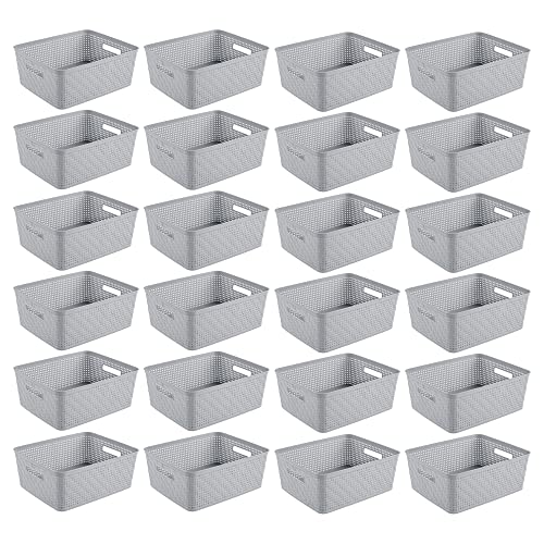 Sterilite 24 Pack Plastic Storage Bin Organization Containers, Short Baskets, Cement - color: Short Basket, size: 24 Pack