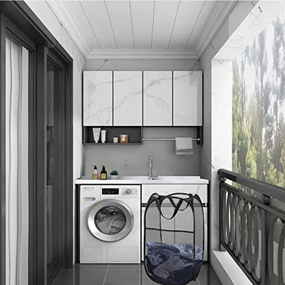 Larpur Popup Mesh Laundry Basket, Collapsible and Portable Clothes Washing Laundry Hamper with Reinforced Carry Handle (Black) - color: Black