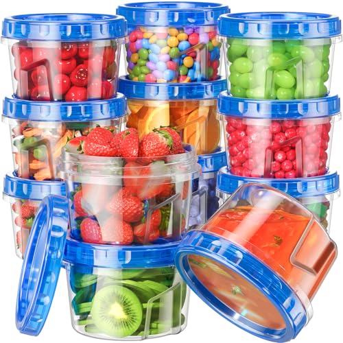 BiuLeon 12 Pack-17oz Freezer Storage Containers, Plastic Food Storage Containers with Twist Top Lids, BPA Free and Reusable Soup Containers with Lid, Microwave and Dishwasher Safe - color: 12Pack-17oz