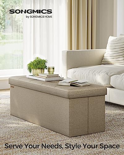 Folding Storage Ottoman Bench by SONGMICS - color: Camel Brown, size: 15"D x 43"W x 15"H