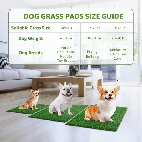 LOOBANI Dog Grass Pee Pads, 2 Pack Artificial Grass Pads for Potty Tray, Fake Grass for Dogs to Pee On, Outdoor Indoor Pee Grass for Dog Potty (18*23 inch) - size: 18*23 inch