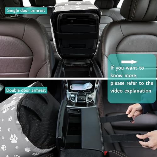 Center Console Dog Car Booster Seat for Small Dogs 0-15 lbs - Grey Pet Travel Carrier Safety Leash, Detachable Seat Belt & Storage Pockets - color: Grey