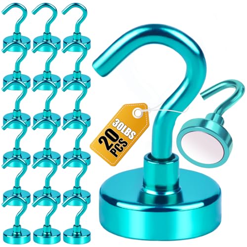 DIYMAG Magnetic Hooks, 30Lbs Strong Heavy Duty Cruise Magnet S-Hooks for Classroom, Fridge, Hanging, Cabins, Grill, Kitchen, Garage, Workplace and Office Etc, (20 Pack-Green) - color: Green, size: 0.63in