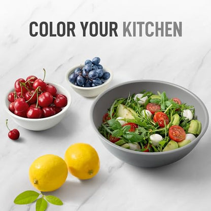 Zulay Kitchen 12 Piece Plastic Nesting Mixing Bowls with Lids - Colorful Microwave & Freezer Safe Gray Ombre Set - color: Graphite Gray
