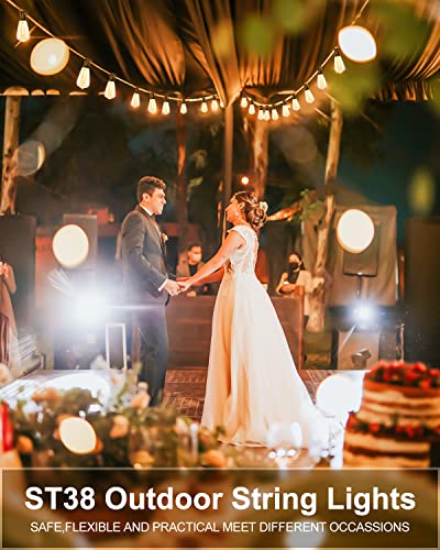 Lightdot 350FT Outdoor String Lights, LED Bistro String Lights with Shatterproof ST38 Bulbs, 2200K Dimmable, Waterproof Hanging Lights for Porch, Party, Garden, Backyard, Balcony - size: 350 ft