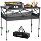 GARLLEN Folding Table for Camping, 2 Adjustable Height Portable Roll-up Picnic Table with Storage Net, Lightweight Aluminum Outdoor Table with Carrying Bag for Camping, BBQ, Beach, 39"L x 20"W - size: Tabletop Size: 39.3"L x 19.6"W
