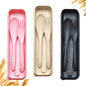Reusable Travel Utensils Set with Case, 3 Sets Wheat Straw Portable Knife Fork Spoons Cutlery, Eco-Friendly BPA Free Plastic Tableware for Kids Adults Travel Picnic Camping Utensils - color: 3 Sets - Beige, Pink, Black