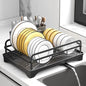 Dish Drying Rack for Kitchen Counter, Large Dish Drying Rack with Utensil Holder & Cutlery Tray, Dish Drainer with Drainboard, Black - color: 1 Tier - Black