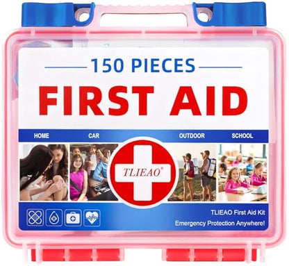 Mini First Aid Kit - 150 Pieces Emergency Medical Kit for Home, Car, Travel, Camping, Truck, Hiking, Sports, Office, Vehicle & Outdoor Emergencies - color: Red