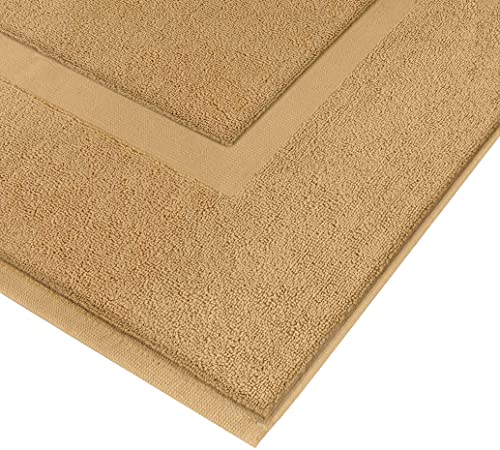 Utopia Towels Cotton Banded Rug, Bath Mats, Not a Bathroom Rug, 21 by 34 Inches, 100% Ring Spun Cotton, Highly Absorbent Shower Bathroom Floor Mat, Champagne, 2 Pack - color: Champagne