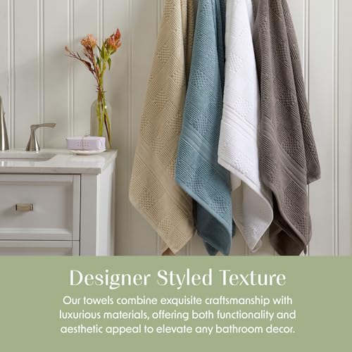 Springtree Home 100% Cotton Bathroom Towel Set | 6 Piece Set - Blue Towels | Geometric Textured Design | Absorbent & Quick-Dry | Oeko-TEX® Standard 100 Cotton | Myla Collection - Arona Blue - color: Arona Blue, size: 6 Piece Set