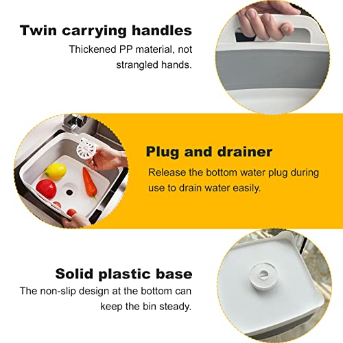 Collapsible Dish Basin & Sink Tub with Drain Plug – 2.4 Gal Baby Bottle Wash Basin, Bottle Washing Bin for RV, Camping, Kitchen | Collapsible Water & Bottle Basin (Grey)