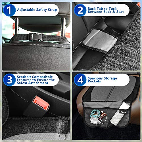 2 Pack Large Car Seat Protectors for Child & Baby, Thick Padding Waterproof, Auto Vehicle Leather Seats & Dog Mat Cover Pads, Grey - color: Grey