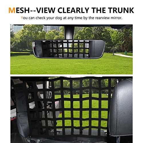 Pet Net Safety Dog Barrier for 2007-2026 Jeep Wrangler JK JL 4 Door Accessories, Behind Rear Seat Pet Dog Covers Trunk Cargo Isolation Liner Net for Jeep Wrangler