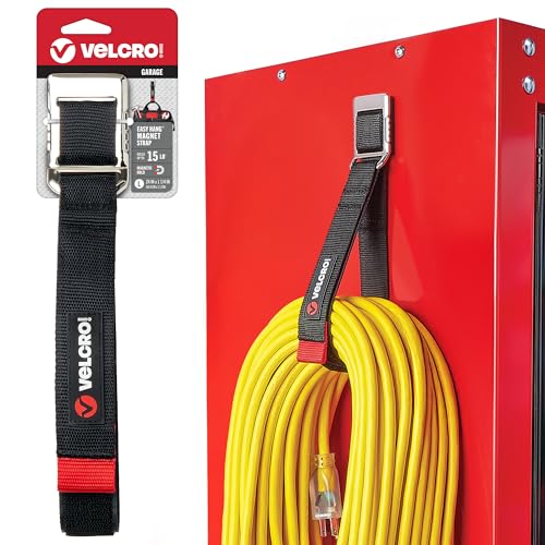 VELCRO Brand Heavy Duty Magnetic Storage Strap, Magnetic Hooks with Straps, Holds 15lbs, These Small Gifts for Men Simplify Storage on Any Metal Surface and Organize Tools and Cords Instantly - size: Large 24in x 1.25in