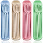ELANE 4 Sets Reusable Travel Utensils Set with Case,Camping Cutlery Set Reusable Cutlery Set with Case,Utensil Sets for Lunch Picnic Daily Use Outdoor - color: color 2
