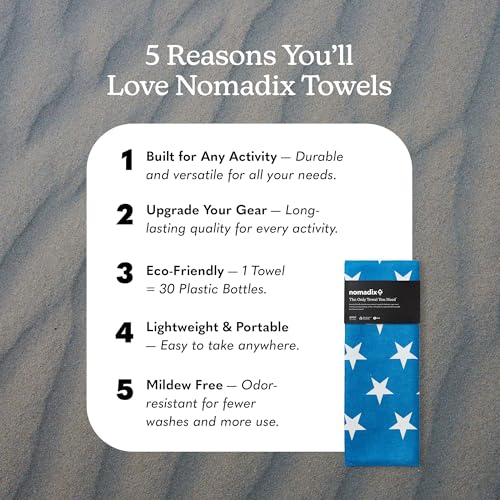 Nomadix Original Towel - Perfect for Beach, Pool, Travel, Camping, Yoga - Made with Recycled Materials - Super Absorbent - Sand Resistant - American Flag - 72.5x30 - color: American Flag