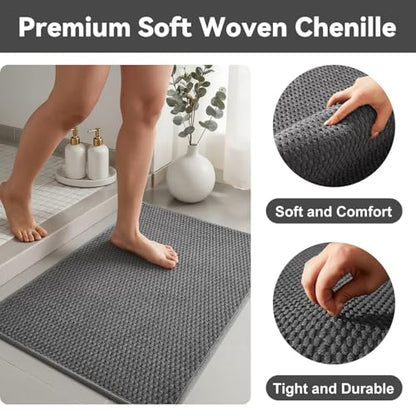 Triohero Toilet Rug, Thin Toilet Rugs U Shaped Washable Non Slip Absorbent Quick Dry Low Pile Toilet Mat, Dark Grey 20"x24" U Shape - color: Dark Grey, size: 20"x24" U Shape