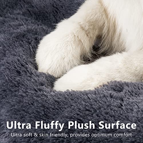 JOEJOY Large Dog Bed Crate Pad, Deluxe Plush Washable Dog Beds Fulffy Soft Kennel Pad Anti-Slip Pet Sleeping Mat for Extra Large Medium Small Dogs, 40" x 27", Grey - color: Dark Grey, size: XL(40"x27"x4")