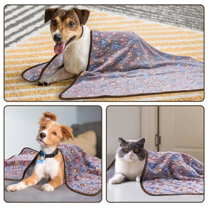 Dono 1 Pack 3 Dog Blankets, Soft Fluffy Fleece Pet Blanket Warm Sleep Mat Paw Print Design Puppy Kitten Throw Blankets Doggy Blanket for Dogs - color: Darkpaw, size: Small(23*16")