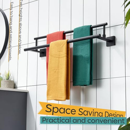 KOKOSIRI Bathroom Towel Bars 20 Inch Double Towel Rails Matte Black Towel Holder for Kitchen Garage Wall Mount Stainless Steel B5009BK-L20 - color: Matte Black, size: 20-Inch