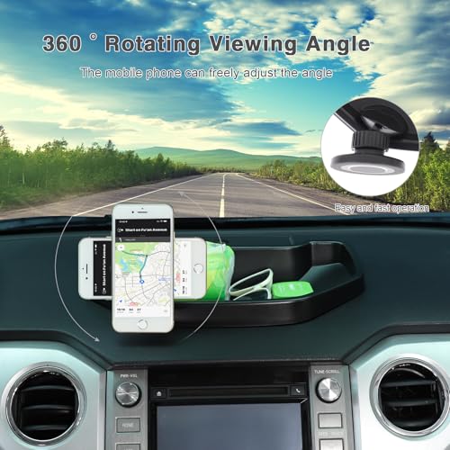 Black ABS Car Center Console Dash Table Storage Tray Fit for Toyota Tundra 2014-2021 Instrument Organizer Phone Holder Cradle Accessories (with Mobile Phone Holder(C)) - style: With Mobile Phone Holder(C)