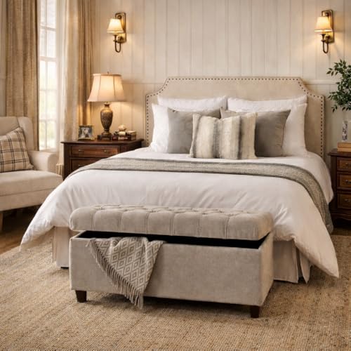 HomePop Ainsley 40" Storage Ottoman Bench - Grey - color: Grey