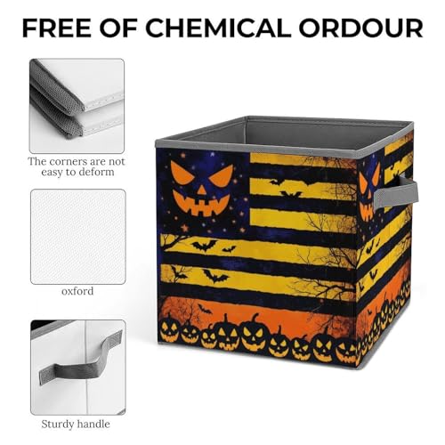 Halloween Flag Foldable Storage Box with Handle Organizer Containers for Home Office Clothes Office Supplies - color: style-9