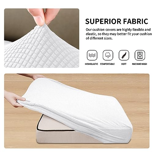 Easy-Going Stretch Individual Loveseat Couch Cushion Cover Sofa Cushion Furniture Protector Sofa slipcover Soft Flexibility with Elastic Bottom (2-piece Loveseat Cushion Cover, Snow White) - color: Snow White, size: 2-piece