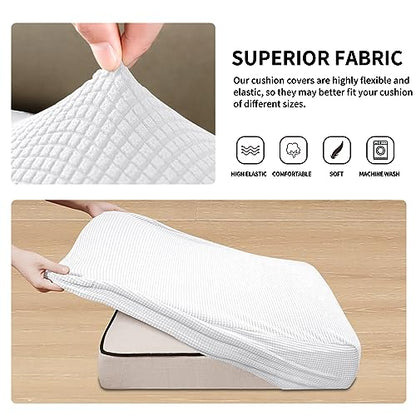 Easy-Going Stretch Individual Loveseat Couch Cushion Cover Sofa Cushion Furniture Protector Sofa slipcover Soft Flexibility with Elastic Bottom (2-piece Loveseat Cushion Cover, Snow White) - color: Snow White, size: 2-piece