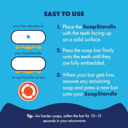 SoapStandle Bar Soap Gripper | No Goo or Mess Soap Holder for Bath and Showers | Made from Post Consumer Plastic Non Slip Quick Dry Bar Soap Holder | Clear - 2-Pack - color: Clear
