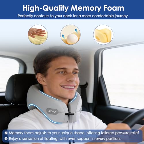 jiaao Travel Pillow Memory Foam Neck Support, Advanced Memory Foam Neck Pillow for Airplanes, Cars & Trains