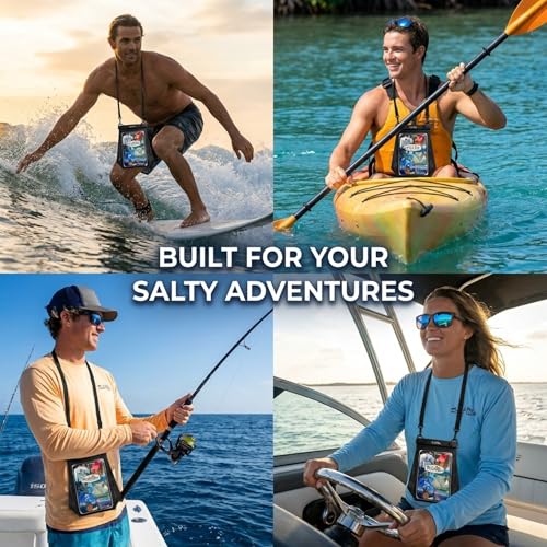 Salt Life Large Waterproof Phone Pouch Bag – IPX8 100% Waterproof Protection, Extra Storage Phone Dry Bag with Touchscreen Clear Window, Secure Seal Closure & Lanyard for Beach & Water Sports - color: Pink