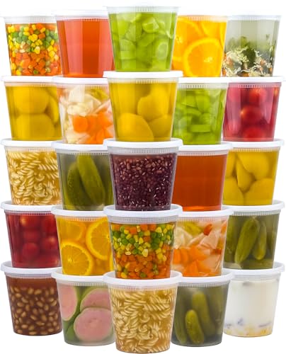 Dealusy 50 Set 24 oz Deli Containers with Lids, Leak-Proof BPA Free Plastic Take Out Bowls, Food Storage Containers for Takeout Meal Prep Storage, Freezer, Microwave & Dishwasher Safe - size: 24 oz