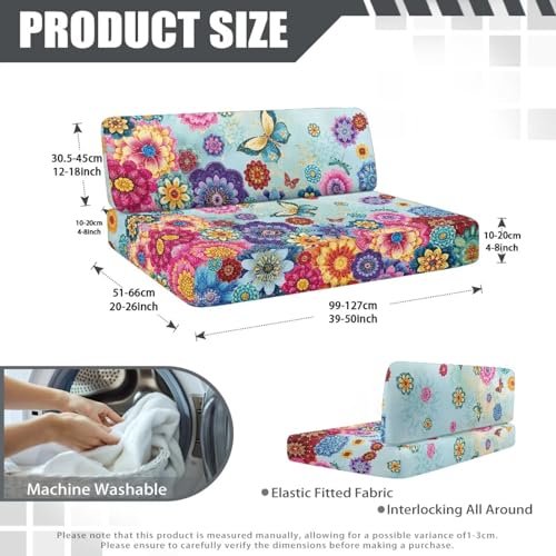 RV Cushion Covers Dinette Booth Seats Set, Colorful Bohemia Flower Butterfly Camper Cushion Covers Couch Cover 2 Cushion Slipcovers RV Sofa Cover for Dinette - color: Colorful Bohemia Flower Butterfly